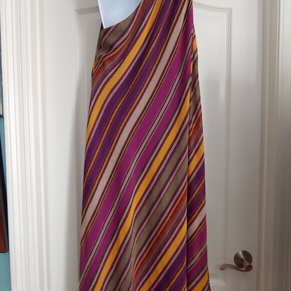 Lauren Ralph Lauren Striped Georgette One-Shoulder Dress Asymmetric 18 - Picture 9 of 13